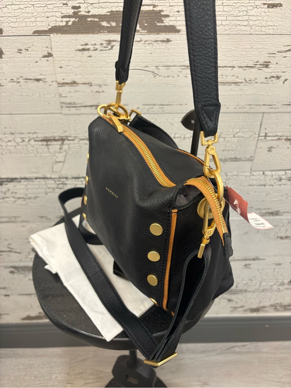 Hammitt Black Leather Shoulder or Crossbody Bag with Gold Hardware - Picture 7 of 9